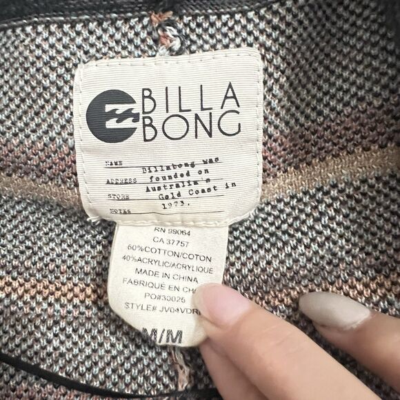 Billabong Open Cardigan Size M Black Orange Tribal Southwestern Sweater Geo - Picture 4 of 5